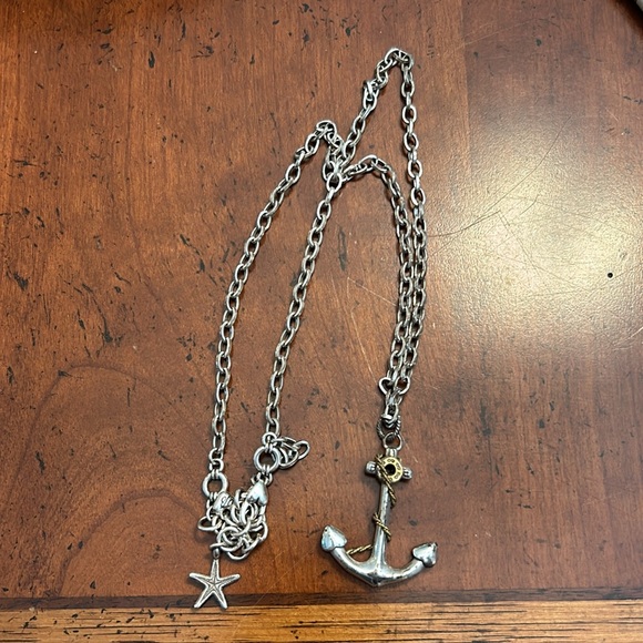 Brighton Anchor Pendant Necklace Long Gold Silver Adjustable - Picture 5 of 5